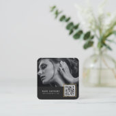 moderne scanbare streepjescode-QR-codetoefoto Vierkante Visitekaartje (Staand voorkant)