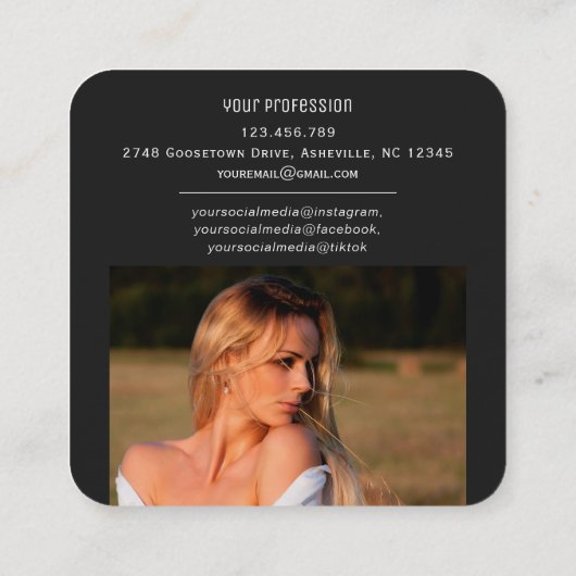 moderne scanbare streepjescode-QR-codetoefoto Vierkante Visitekaartje (Achterkant)