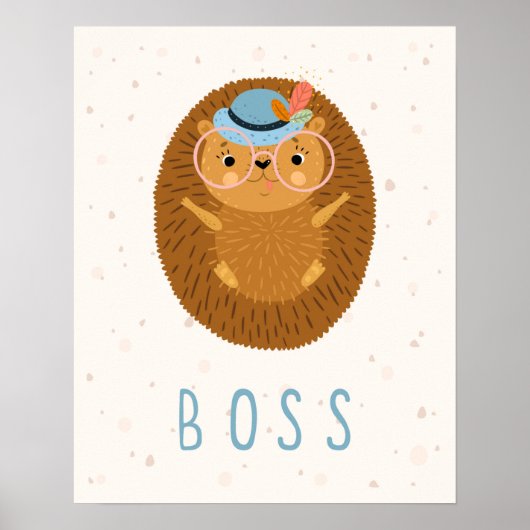 Moderne scandi baas egel kinderkamer poster (Voorkant)