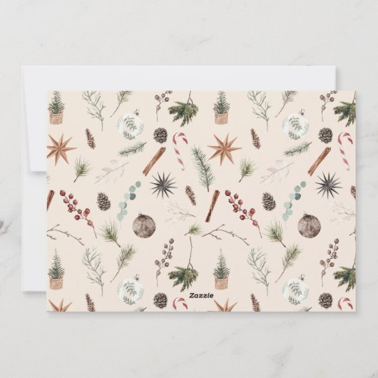 Moderne Scandi Boho neutrale familie foto Merry Feestdagenkaart (Achterkant)