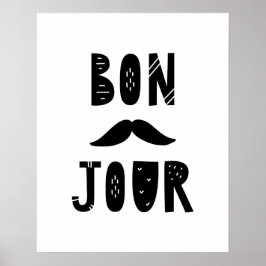 Moderne scandi Bon Jour-kinderkamer Poster