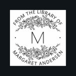 Moderne Scandi Botanische krans Monogram Boekplaat Zelfinktende Stempel<br><div class="desc">Voeg een strak modern tintje toe aan al uw favoriete boeken met onze chique Modern Scandi Botanical Wreath Monogram Bookplate-stempel, met uw monogram met één initiaal in modern sans serif-belettering, omlijst door een ingewikkelde krans van kleine botanische bladeren. "Uit de bibliotheek van [jouw naam]" verschijnt in een zachte typografische curve....</div>
