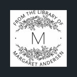 Moderne Scandi Botanische krans Monogram Boekplaat Zelfinktende Stempel<br><div class="desc">Voeg een strak modern tintje toe aan al uw favoriete boeken met onze chique Modern Scandi Botanical Wreath Monogram Bookplate-stempel, met uw monogram met één initiaal in modern sans serif-belettering, omlijst door een ingewikkelde krans van kleine botanische bladeren. "Uit de bibliotheek van [jouw naam]" verschijnt in een zachte typografische curve....</div>