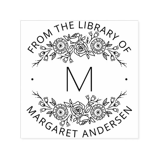 Moderne Scandi Botanische krans Monogram Boekplaat Zelfinktende Stempel (Design)