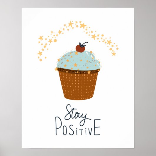 Moderne scandi cupcake blijf positief babykamer poster (Voorkant)