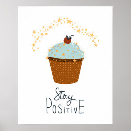 Moderne scandi cupcake blijf positief  kinderkamer poster