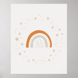 Moderne scandi cute regenboog met sterren kinderka poster