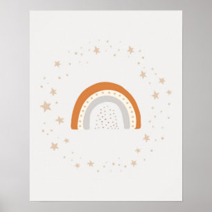 Moderne scandi cute regenboog met sterren kinderka poster