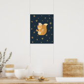 Moderne scandi eekhoorn met cupcakes kinderkamer poster (Keuken)