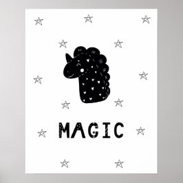 Moderne scandi eenhoorn met sterren kinderkamer poster
