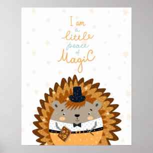 Moderne scandi egel met magische spreuk babykamer poster