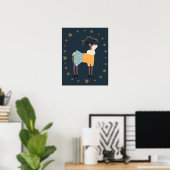 Moderne scandi herten en sterren kinderkamer poster (Thuiskantoor)