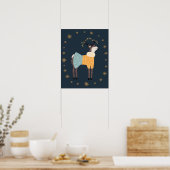 Moderne scandi herten en sterren kinderkamer poster (Keuken)