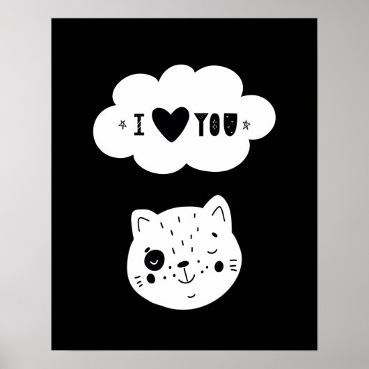 Moderne scandi kitten love you babykamer poster (Voorkant)