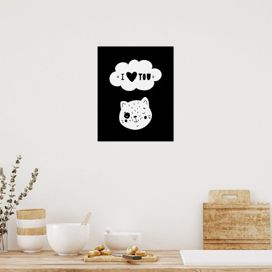 Moderne scandi kitten love you kinderkamer poster (Keuken)
