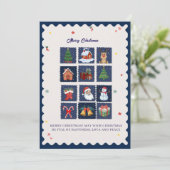 Moderne Scandi met Festive Icons Vlakke Kerstkaart (Staand voorkant)