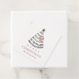 Moderne Scandi Minimaal Blush Hart Kerstboom Bedankjes Labels