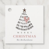 Moderne Scandi Minimaal Blush Hart Kerstboom Bedankjes Labels (Voorkant)