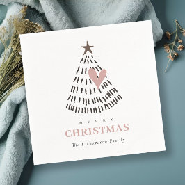 Moderne Scandi Minimaal Blush Hart Kerstboom Servet