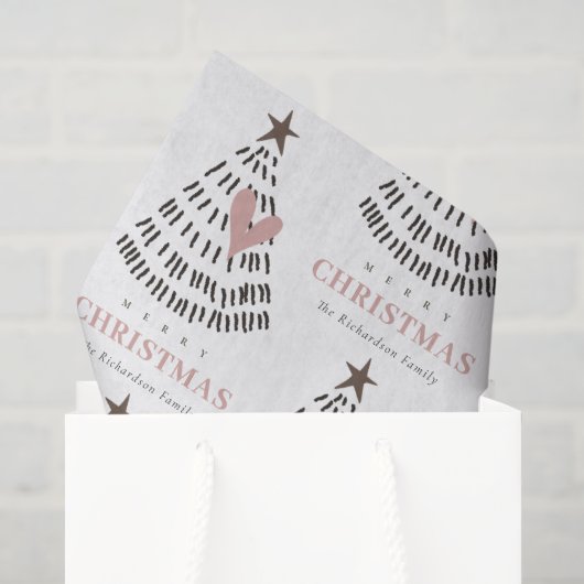 Moderne Scandi Minimaal Blush Hart Kerstboom Tissuepapier (Cadeauzakje)