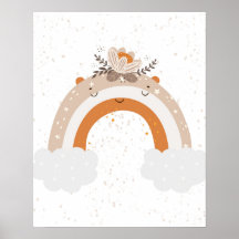 Moderne scandi schattige regenboog met bloemen bab