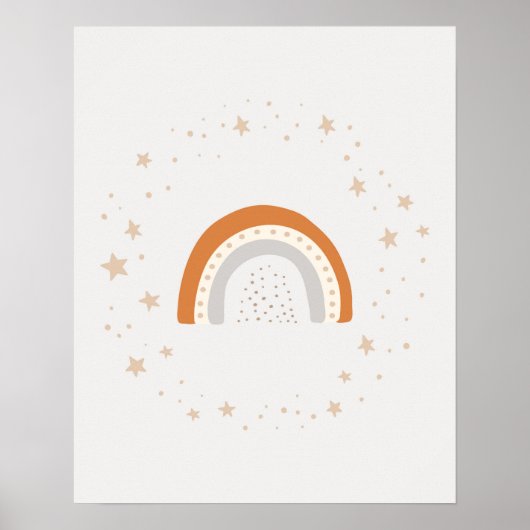 Moderne scandi schattige regenboog met sterren Bab Poster (Voorkant)