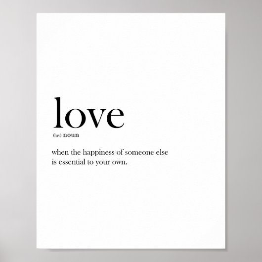 Moderne scandi-typografie liefdesdefinitie poster (Voorkant)