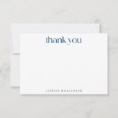 Moderne Scandinavische Blauwe Bloem Bruiloft Feest Bedankkaart (Voorkant)