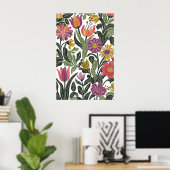 Moderne Scandinavische Floral Line Art Illustratio Poster (Thuiskantoor)