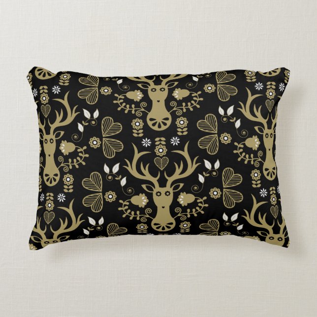 Moderne Scandinavische folk art herten Accent Kussen (Voorkant)