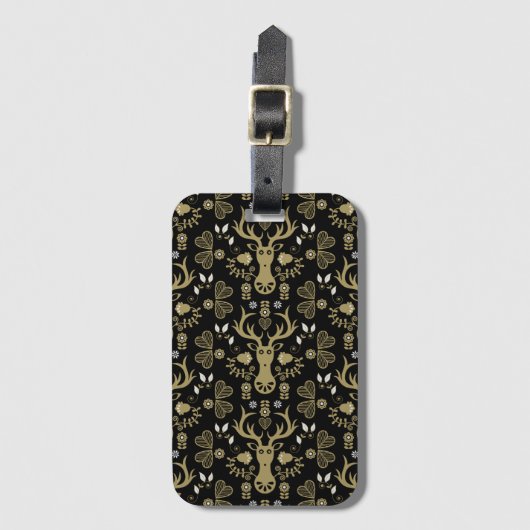 Moderne Scandinavische folk art herten Bagagelabel (Voorkant (verticaal))