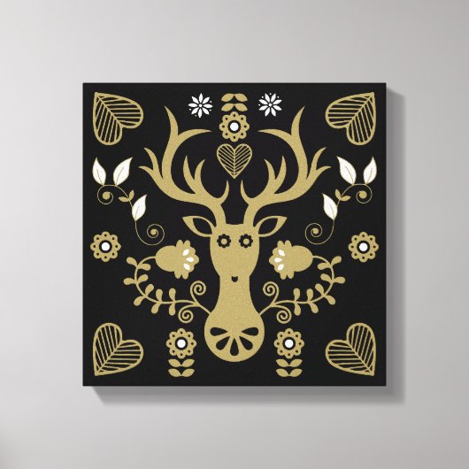 Moderne Scandinavische folk art herten Canvas Afdruk (Voorkant)