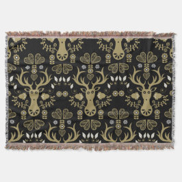 Moderne Scandinavische folk art herten Deken