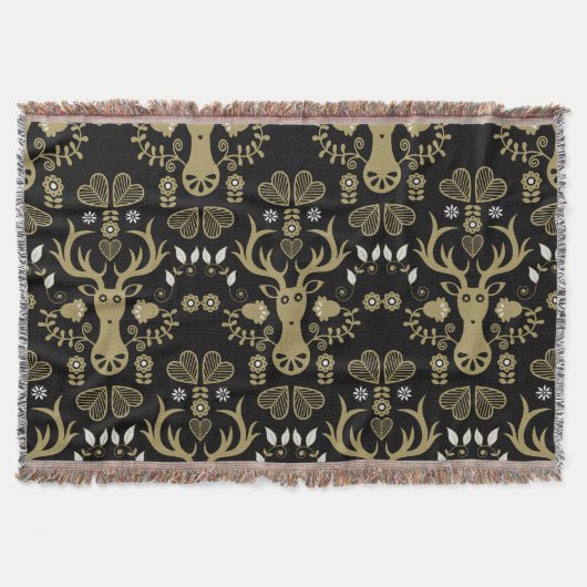 Moderne Scandinavische folk art herten Deken (Voorkant)