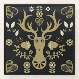 Moderne Scandinavische folk art herten Glazen Onderzetter