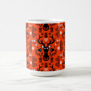 Moderne Scandinavische folk art herten Koffiemok