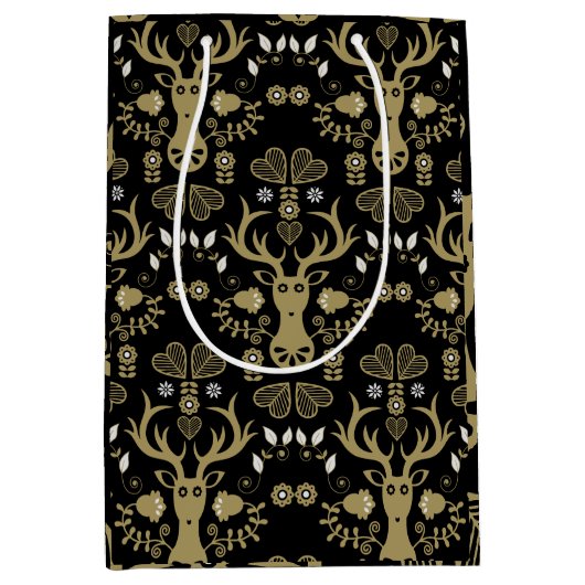 Moderne Scandinavische folk art herten Medium Cadeauzakje (Voorkant)