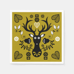 Moderne Scandinavische folk art herten Servet