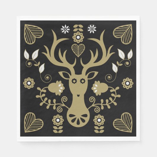 Moderne Scandinavische folk art herten Servet (Voorkant)