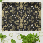 Moderne Scandinavische folk art herten Theedoek (Gevouwen)