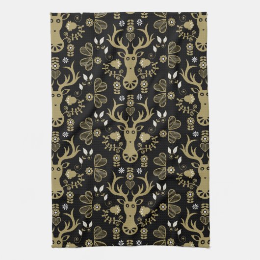 Moderne Scandinavische folk art herten Theedoek (Verticaal)