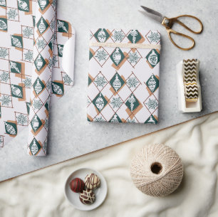 Moderne Scandinavische Groene Kerst Botanisch Cadeaupapier