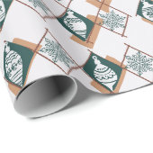 Moderne Scandinavische Groene Kerst Botanisch Cadeaupapier (Rol Hoek)