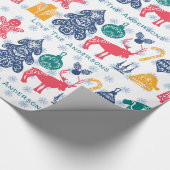 Moderne Scandinavische Kerst Folk Art Papercut Cadeaupapier (Hoek)