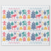 Moderne Scandinavische Kerst Folk Art Papercut Cadeaupapier (Vlak)