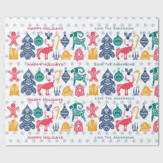 Moderne Scandinavische Kerst Folklore Kunst Papier (Vlak)