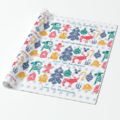 Moderne Scandinavische Kerst Folklore Kunst Papier (Uitgerold)