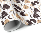 Moderne Scandinavische kerst Squirell Pattern Cadeaupapier (Rol Hoek)