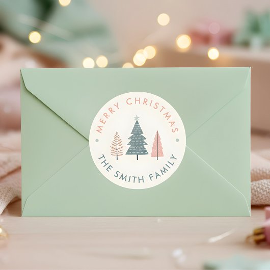 Moderne Scandinavische kerstboom Ronde Sticker