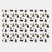 Moderne Scandinavische kerstpatronen Gold Black Inpakpapier Vel (Voorkant)
